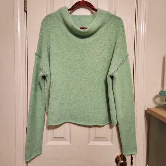 ✨️Free People Drop Shoulder Seafoam Green Oversized Sweater Size Medium NWOT - Picture 1 of 4